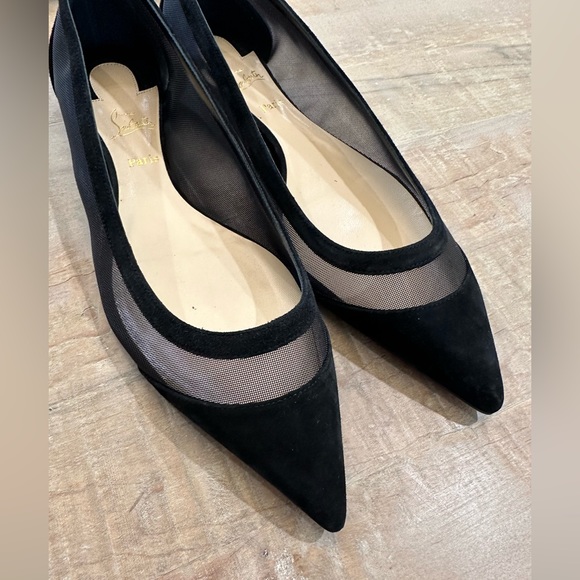Christian Louboutin Galativi suede and mesh point toe flats shoes - Picture 4 of 16
